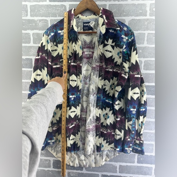 Wrangler VTG Button Brushpopper Southwestern Aztec Western Shirt Men's 17 USA - Picture 9 of 10
